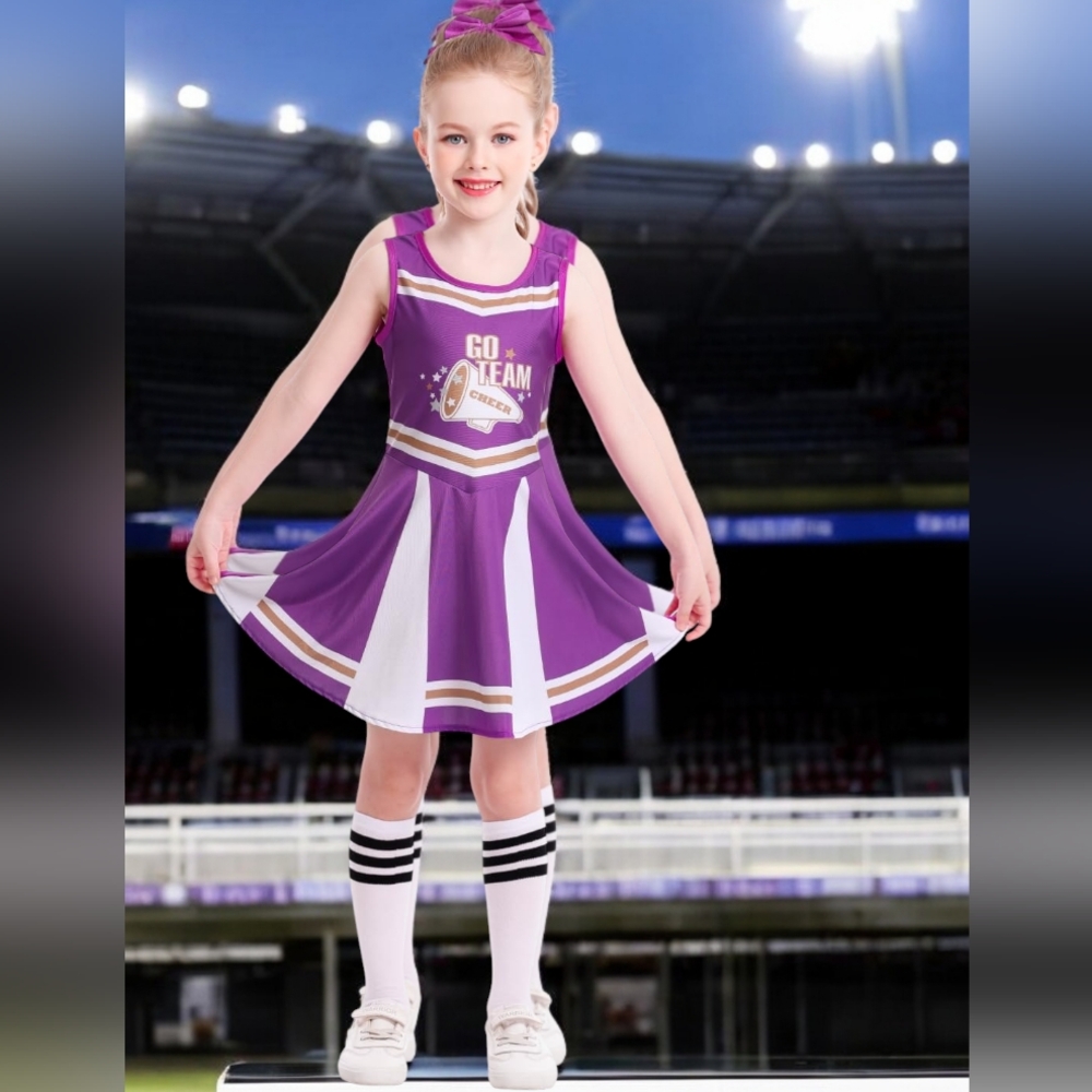 Girl's Cheerleader Costume With UV Black Light Reactive Feature, S